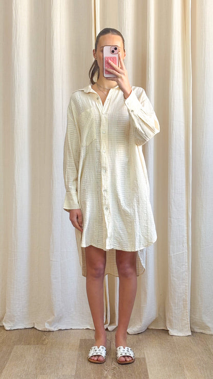 Robe Joëlle – Robe chemise en coton écrue