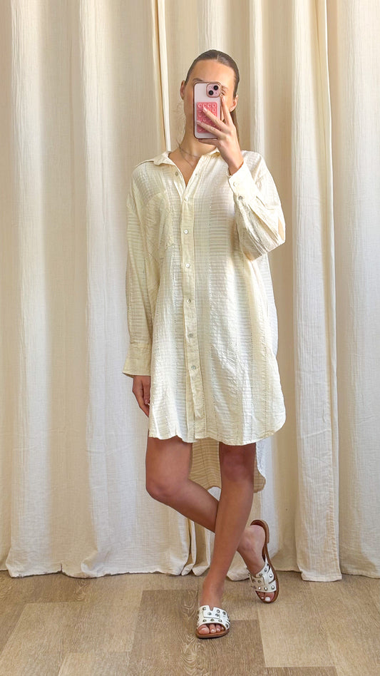 Robe Joëlle – Robe chemise en coton écrue