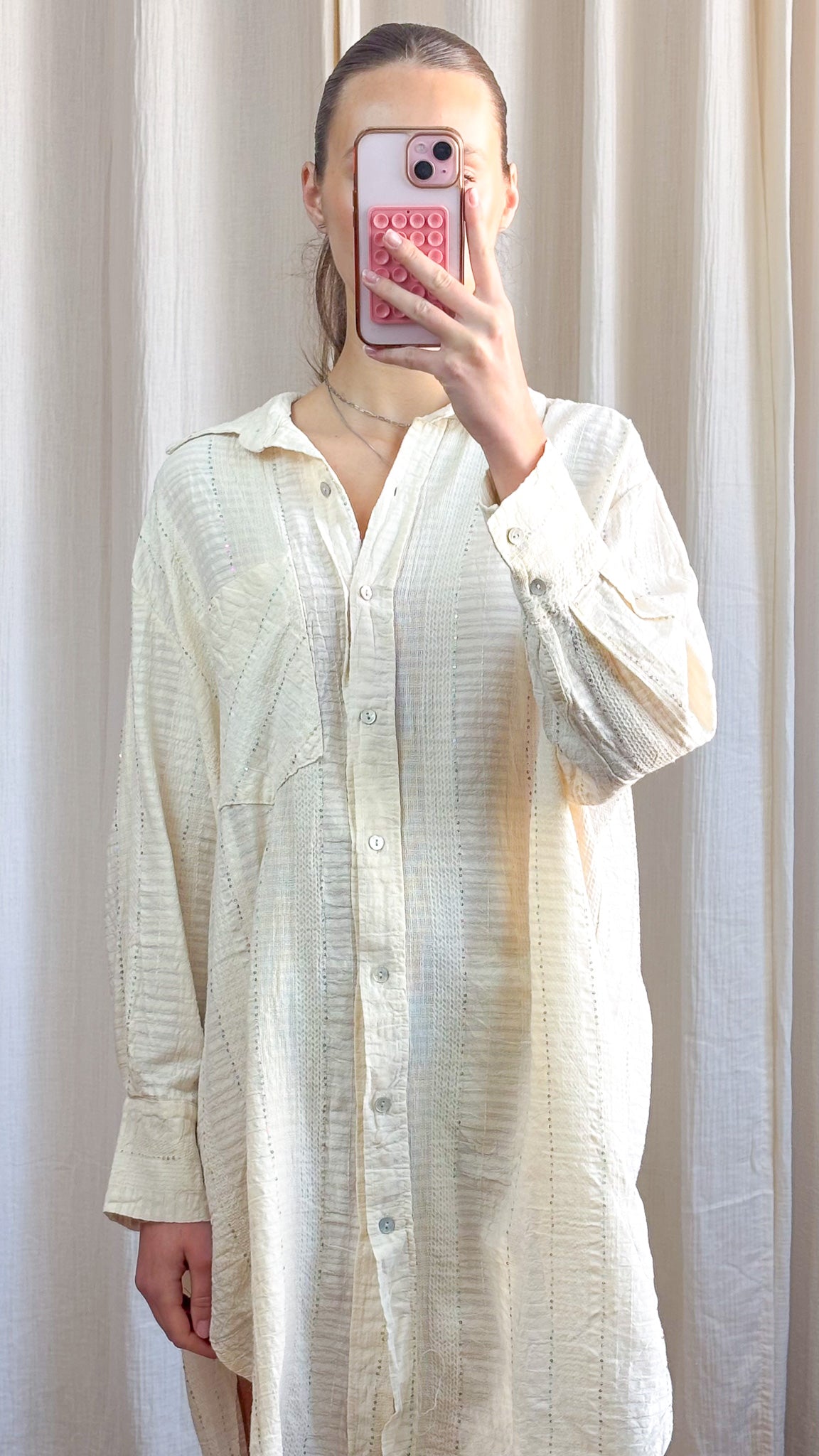 Robe Joëlle – Robe chemise en coton écrue
