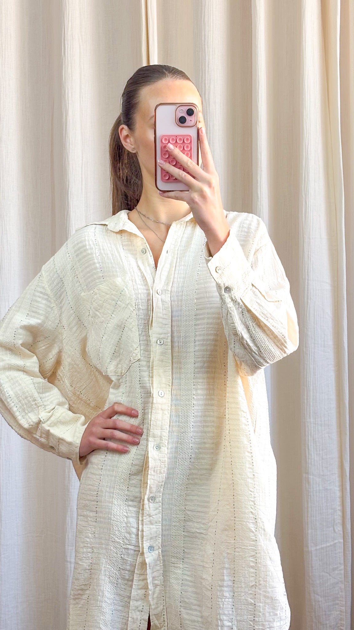 Robe Joëlle – Robe chemise en coton écrue