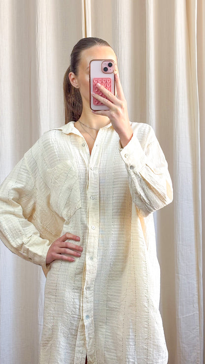 Robe Joëlle – Robe chemise en coton écrue