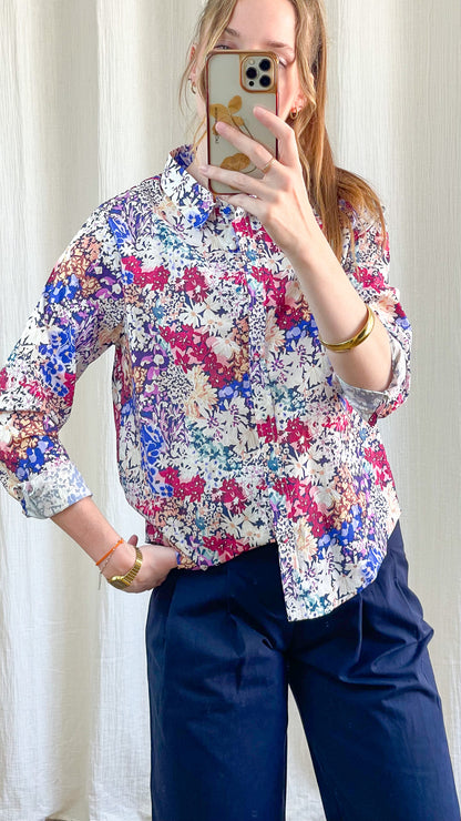 Chemise Carole fleurie multicolore imprimé liberty femme coupe oversize manches longues