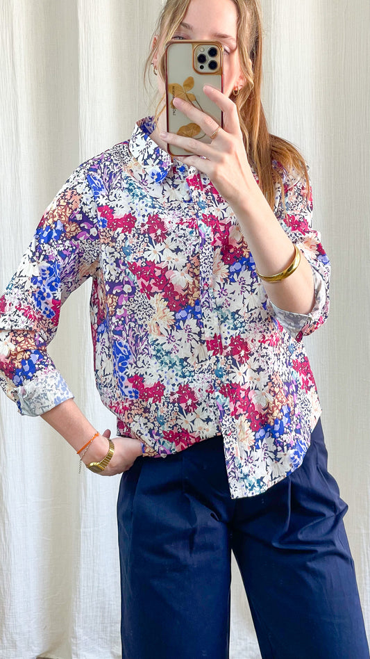 Chemise Carole fleurie multicolore imprimé liberty femme coupe oversize manches longues