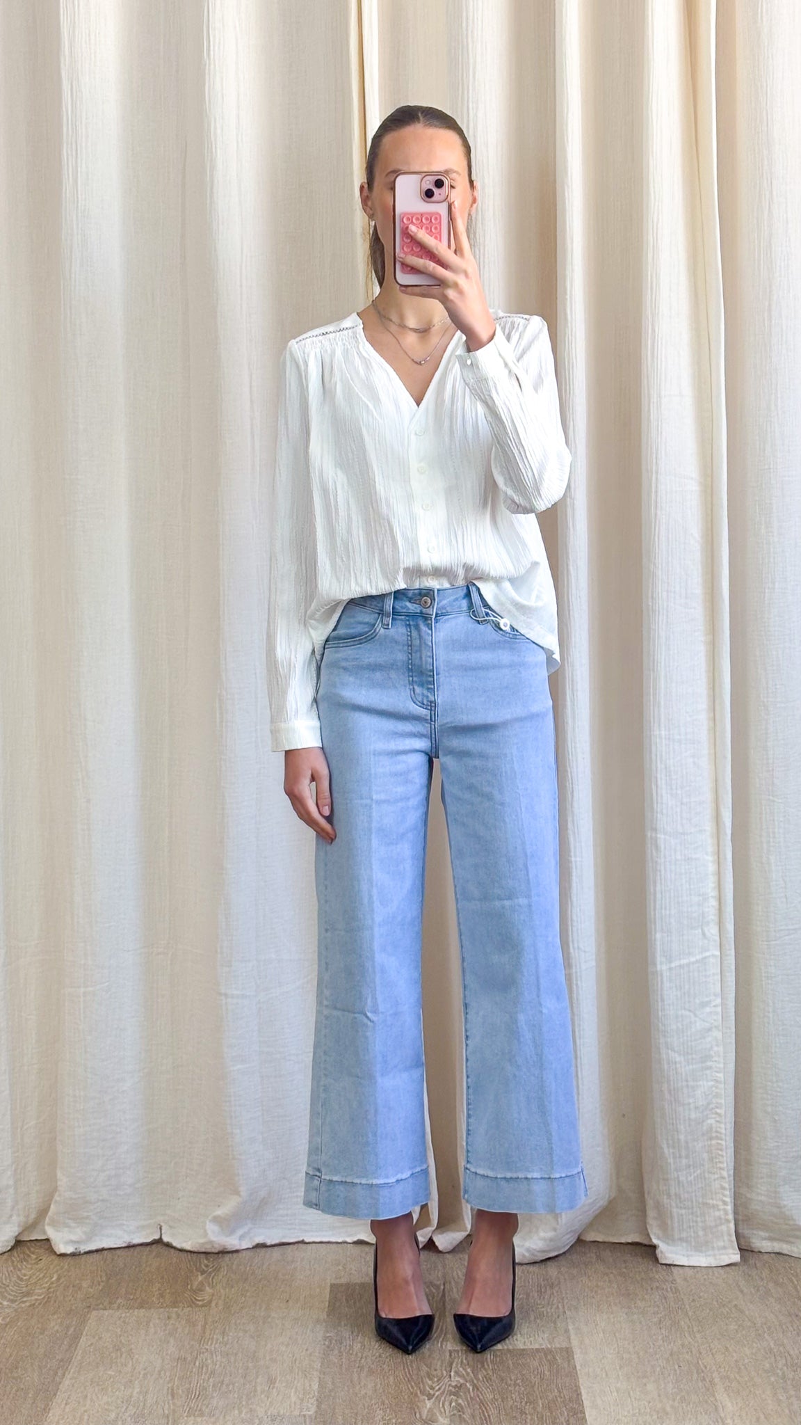 Blouse Mathilde – Blouse fluide texturée manches longues