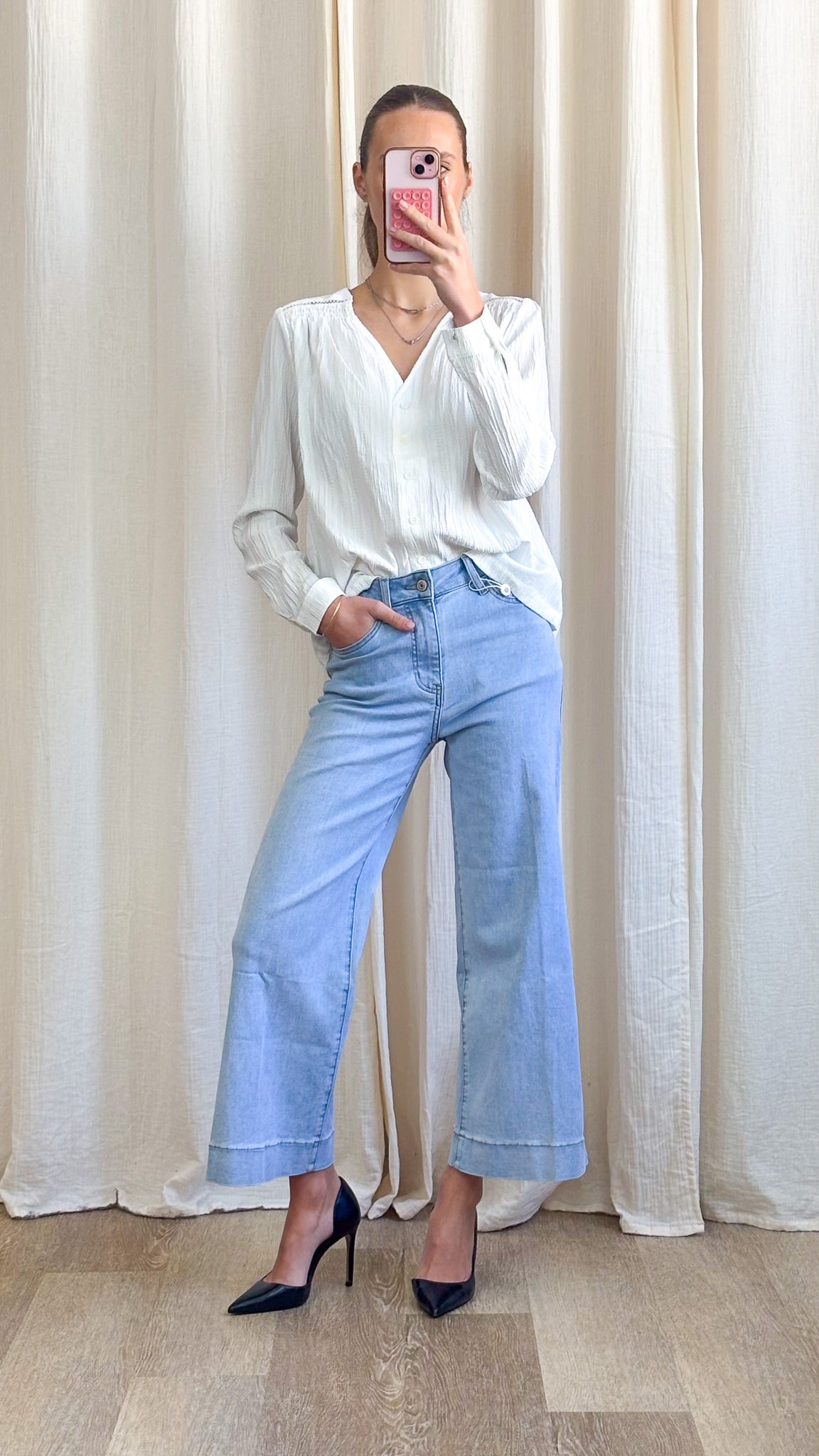 Blouse Mathilde – Blouse fluide texturée manches longues