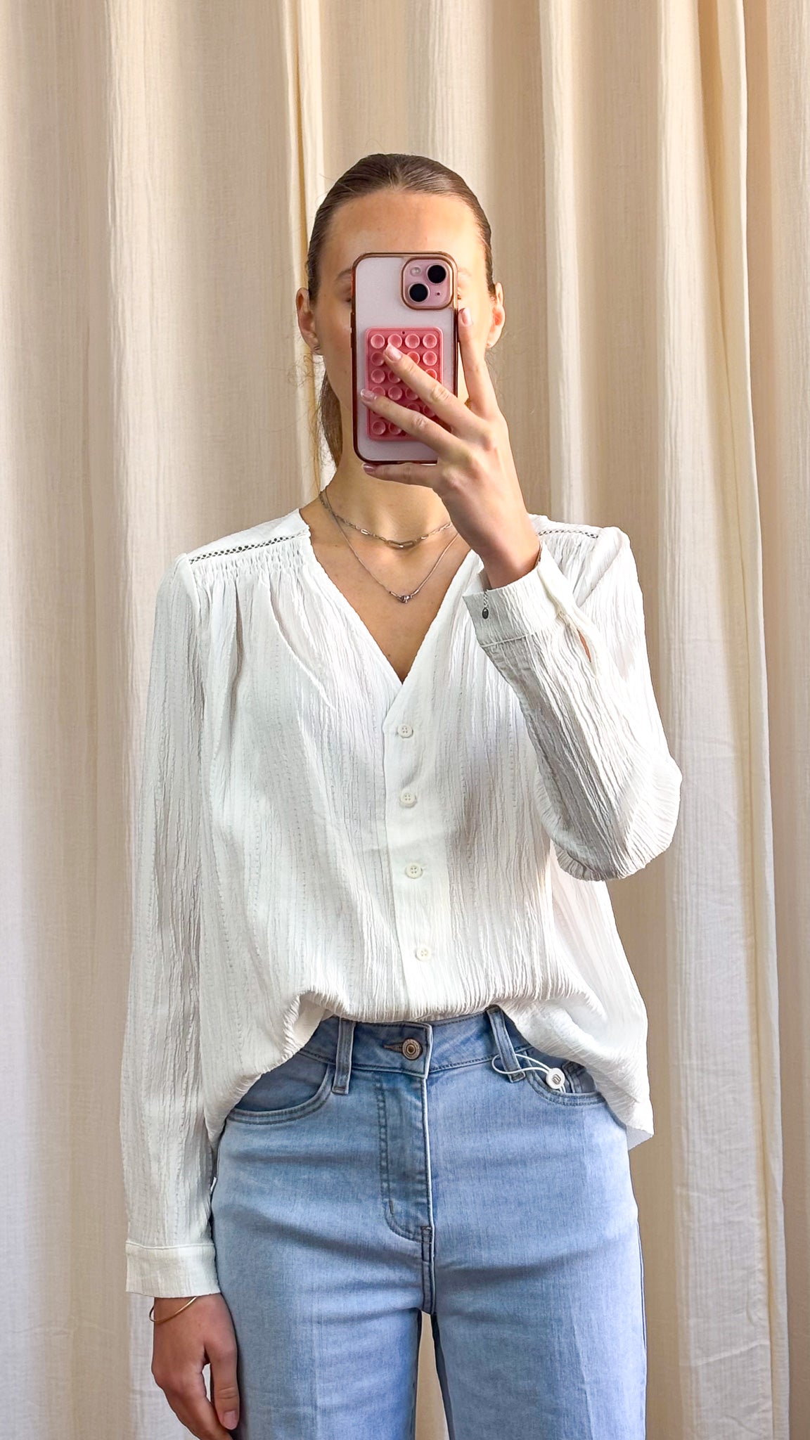 Blouse Mathilde – Blouse fluide texturée manches longues