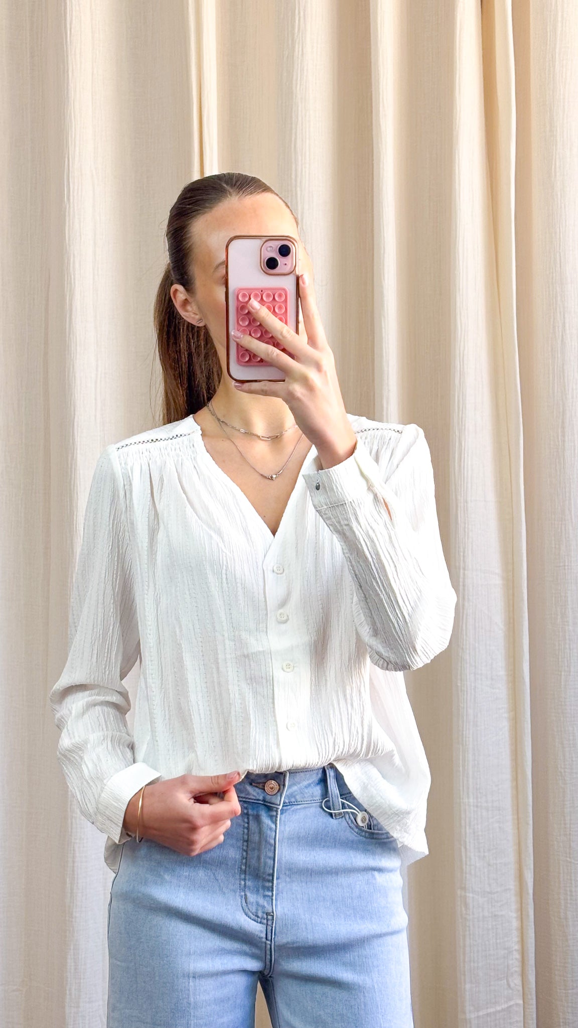Blouse Mathilde – Blouse fluide texturée manches longues