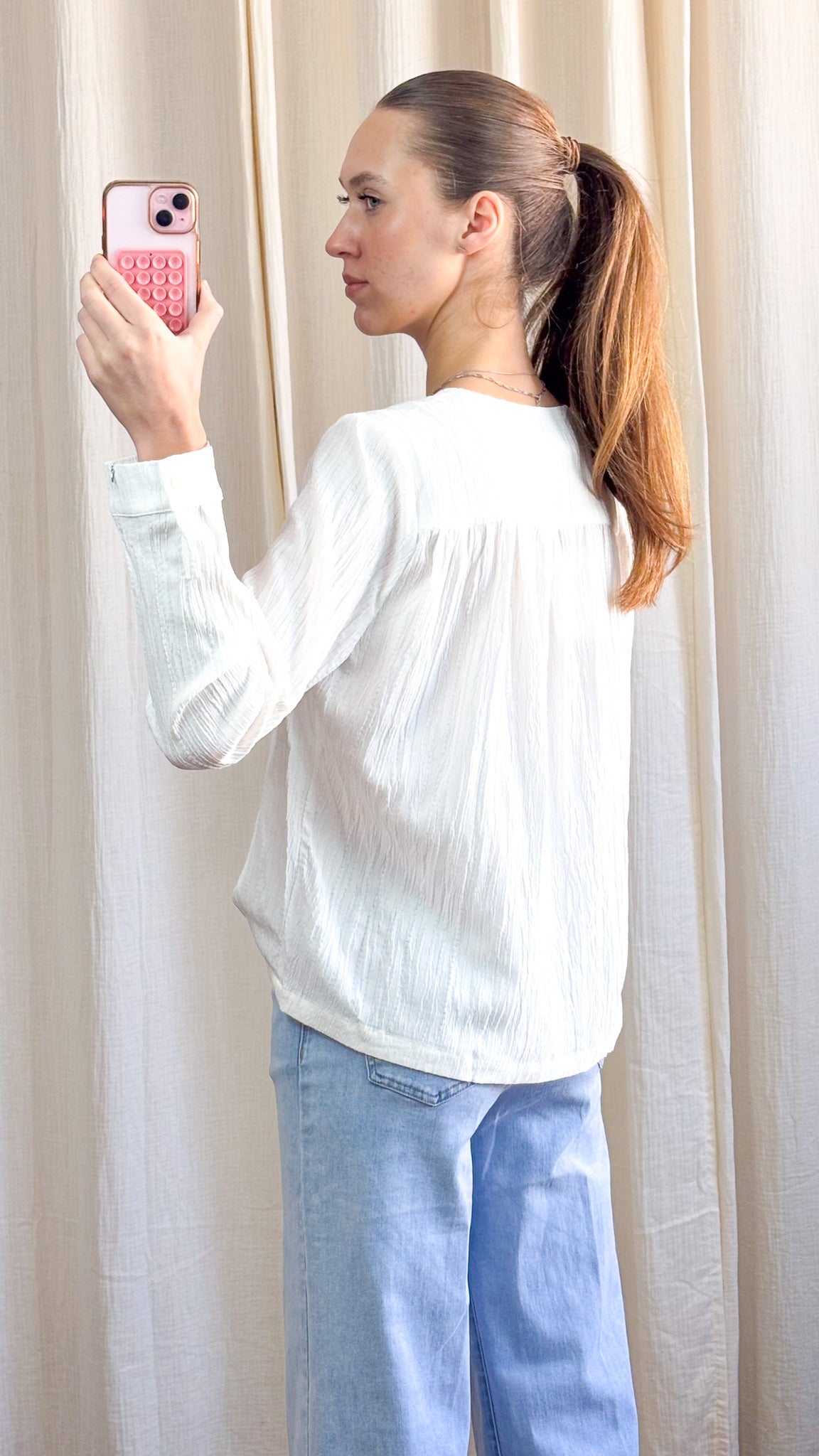 Blouse Mathilde – Blouse fluide texturée manches longues