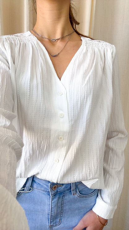 Blouse Mathilde – Blouse fluide texturée manches longues