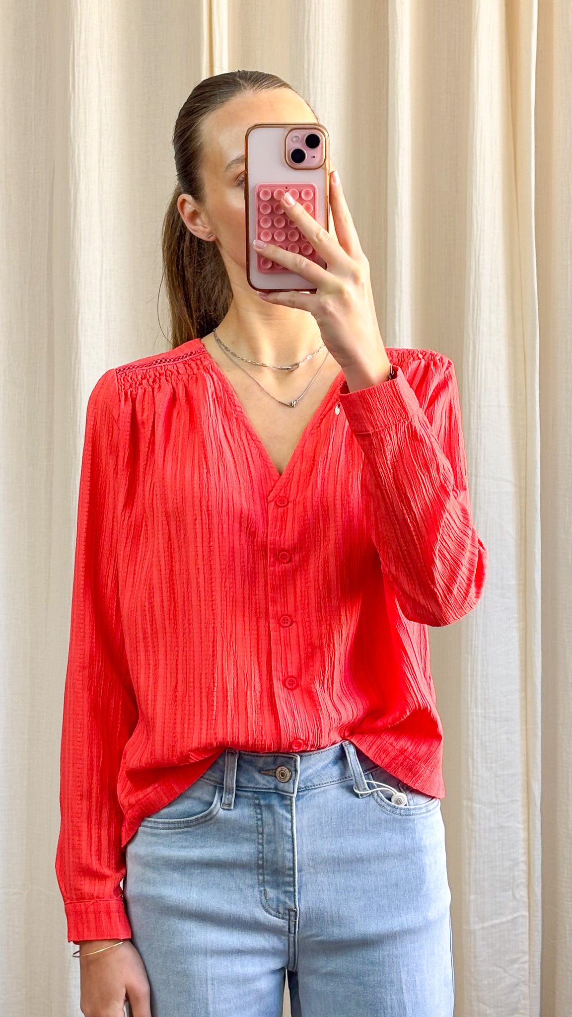 Blouse Mathilde – Blouse fluide texturée manches longues