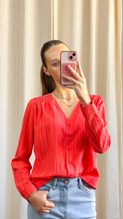 Blouse Mathilde – Blouse fluide texturée manches longues