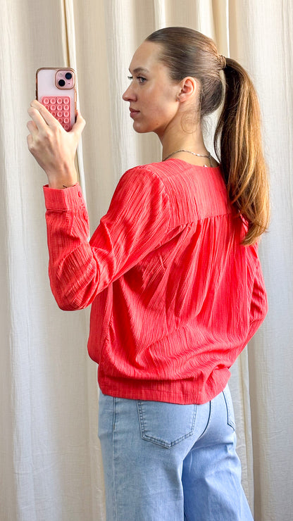Blouse Mathilde – Blouse fluide texturée manches longues