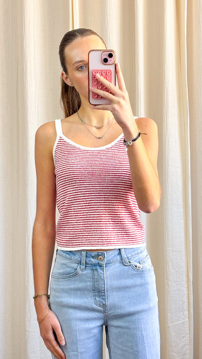 Top Olivia – Débardeur en maille éponge rayé multicolore
