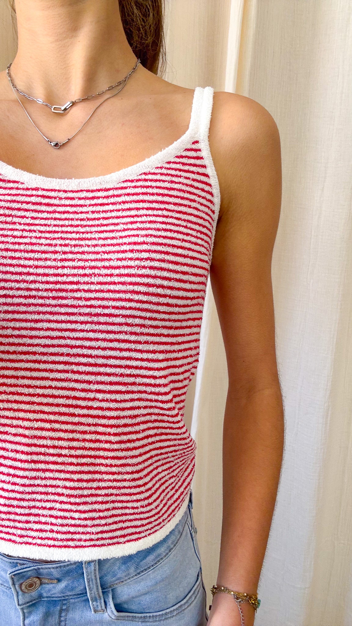 Top Olivia – Débardeur en maille éponge rayé multicolore