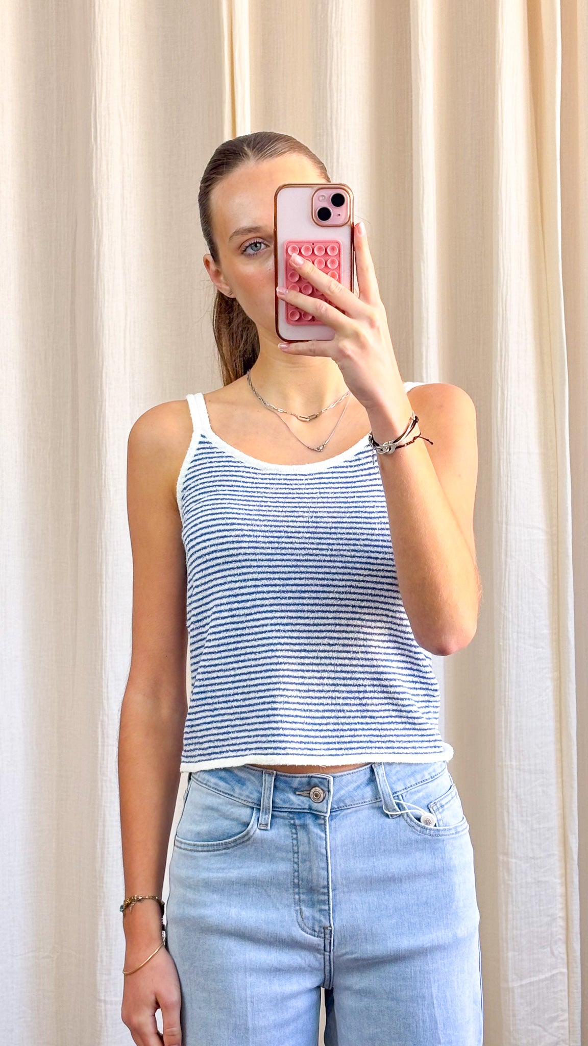 Top Olivia – Débardeur en maille éponge rayé multicolore
