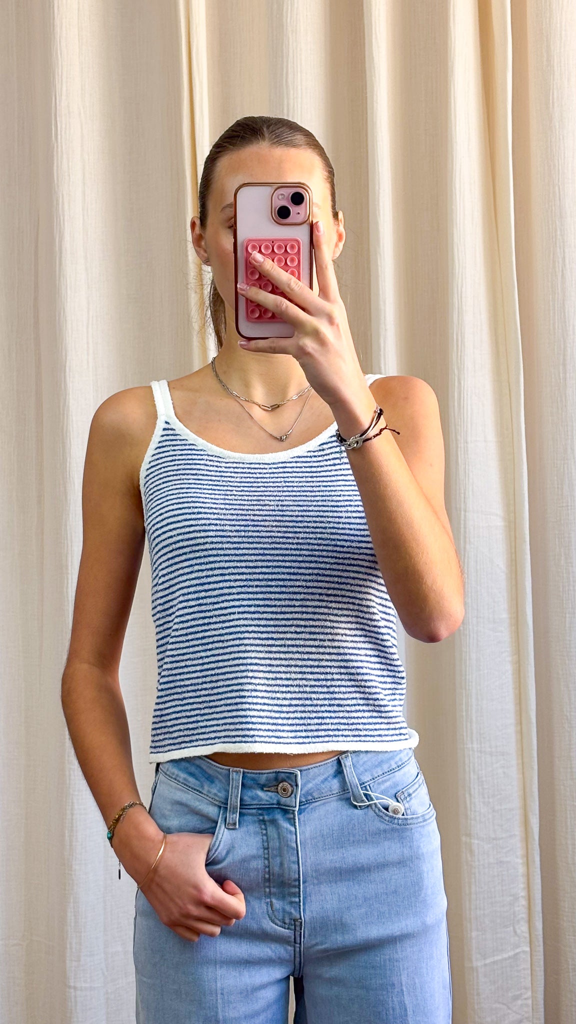 Top Olivia – Débardeur en maille éponge rayé multicolore