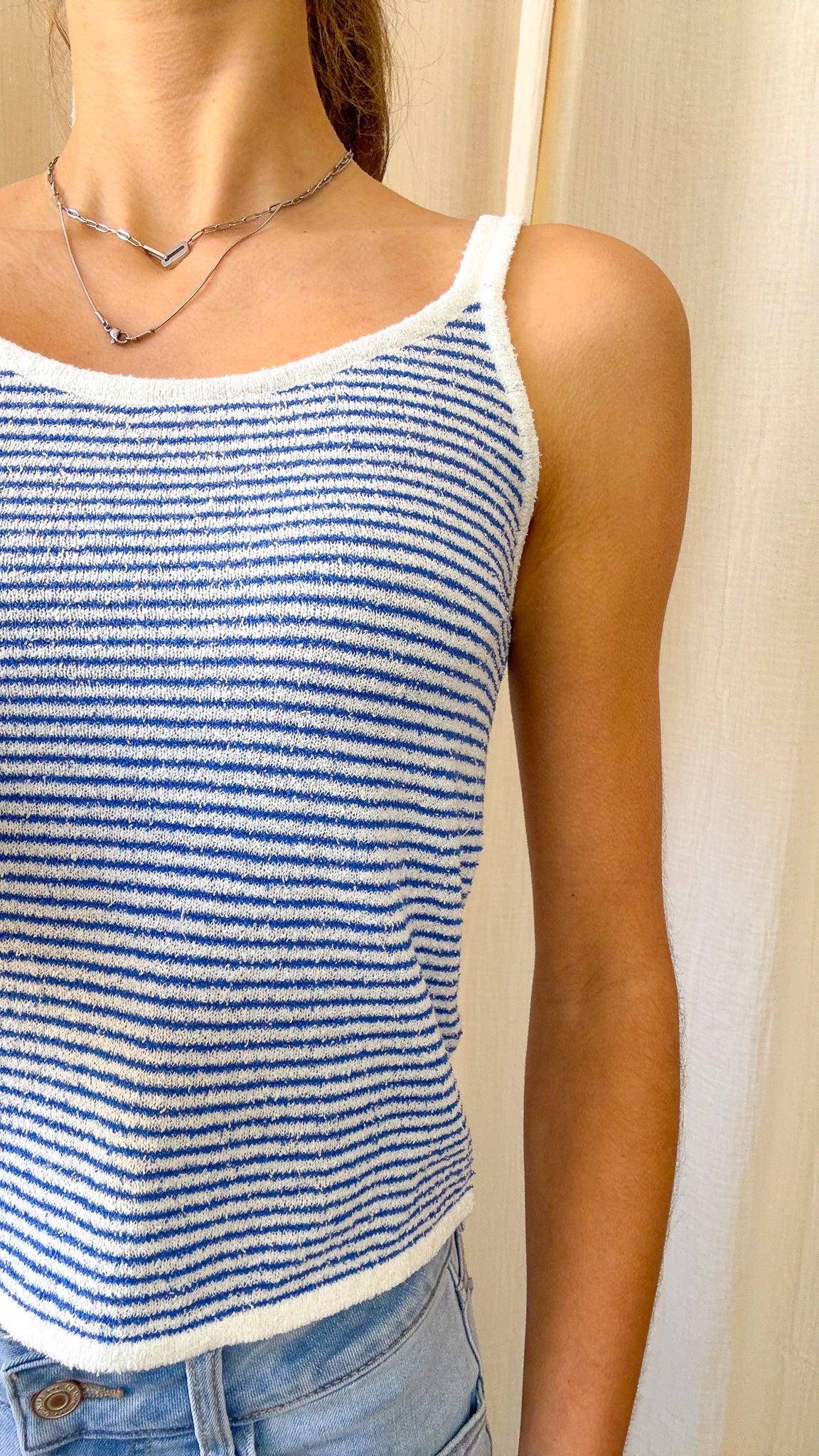 Top Olivia – Débardeur en maille éponge rayé multicolore