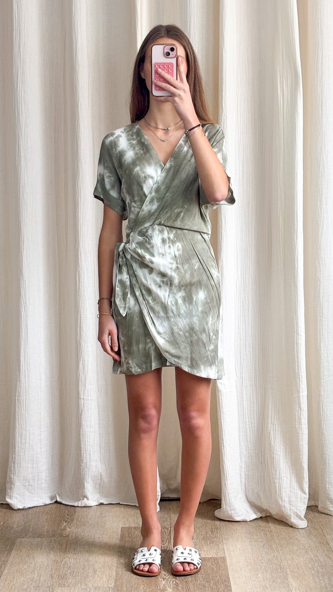 Robe Lina – Robe portefeuille courte effet tie & dye