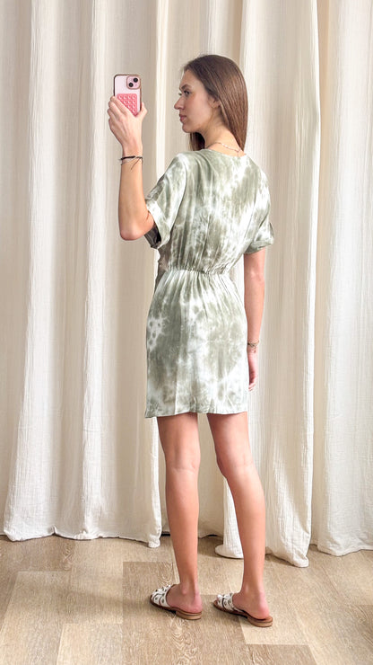 Robe Lina – Robe portefeuille courte effet tie & dye