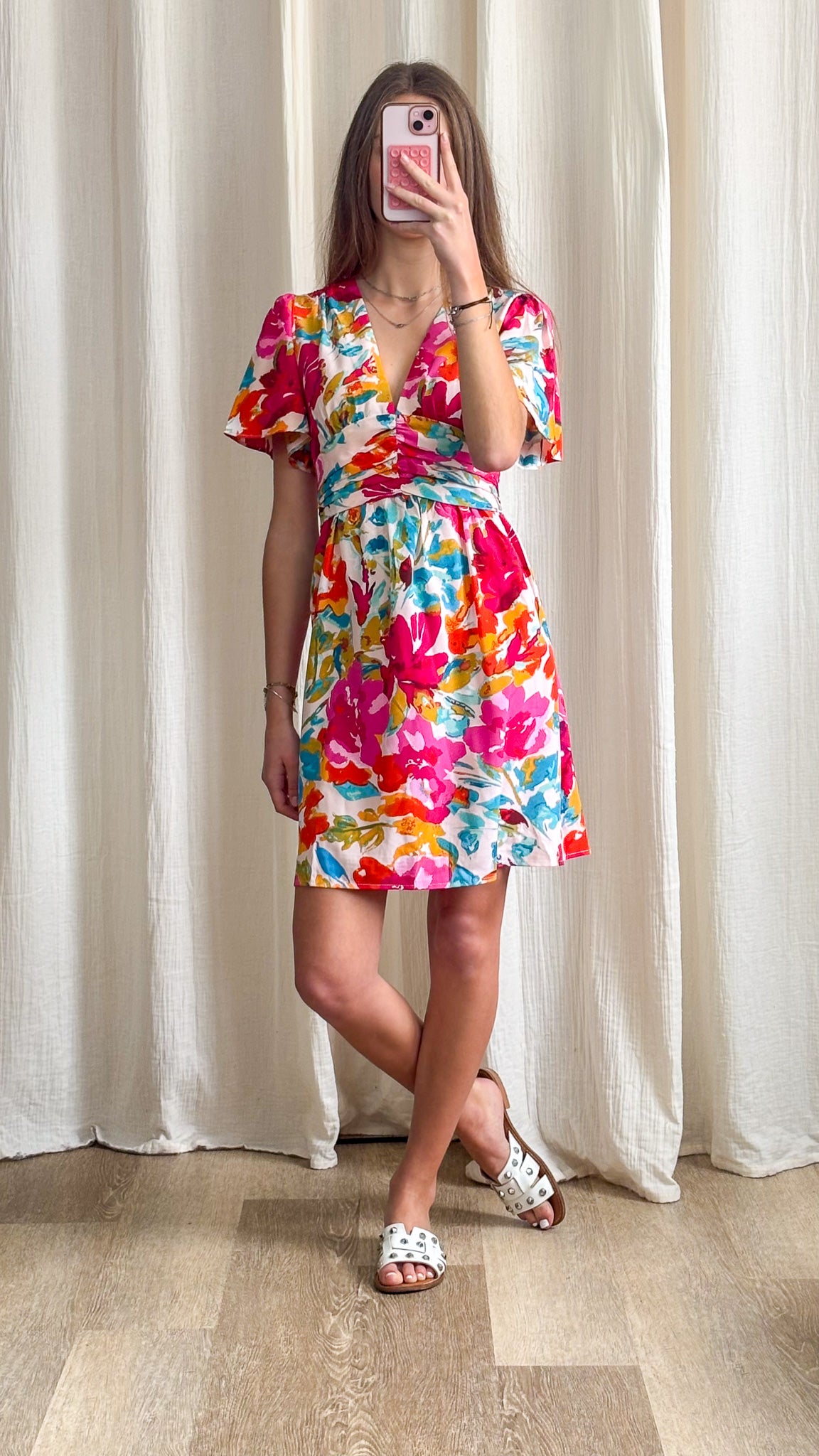 Robe Marius – Robe courte fluide imprimé floral coloré