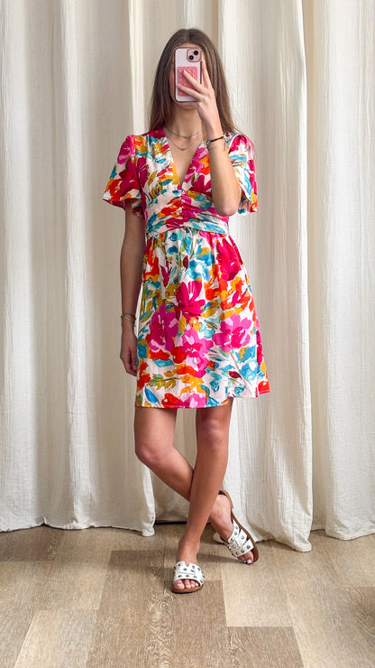Robe Marius – Robe courte fluide imprimé floral coloré
