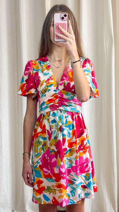 Robe Marius – Robe courte fluide imprimé floral coloré