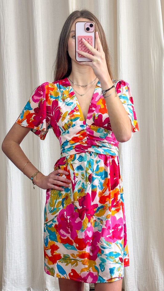 Robe Marius – Robe courte fluide imprimé floral coloré