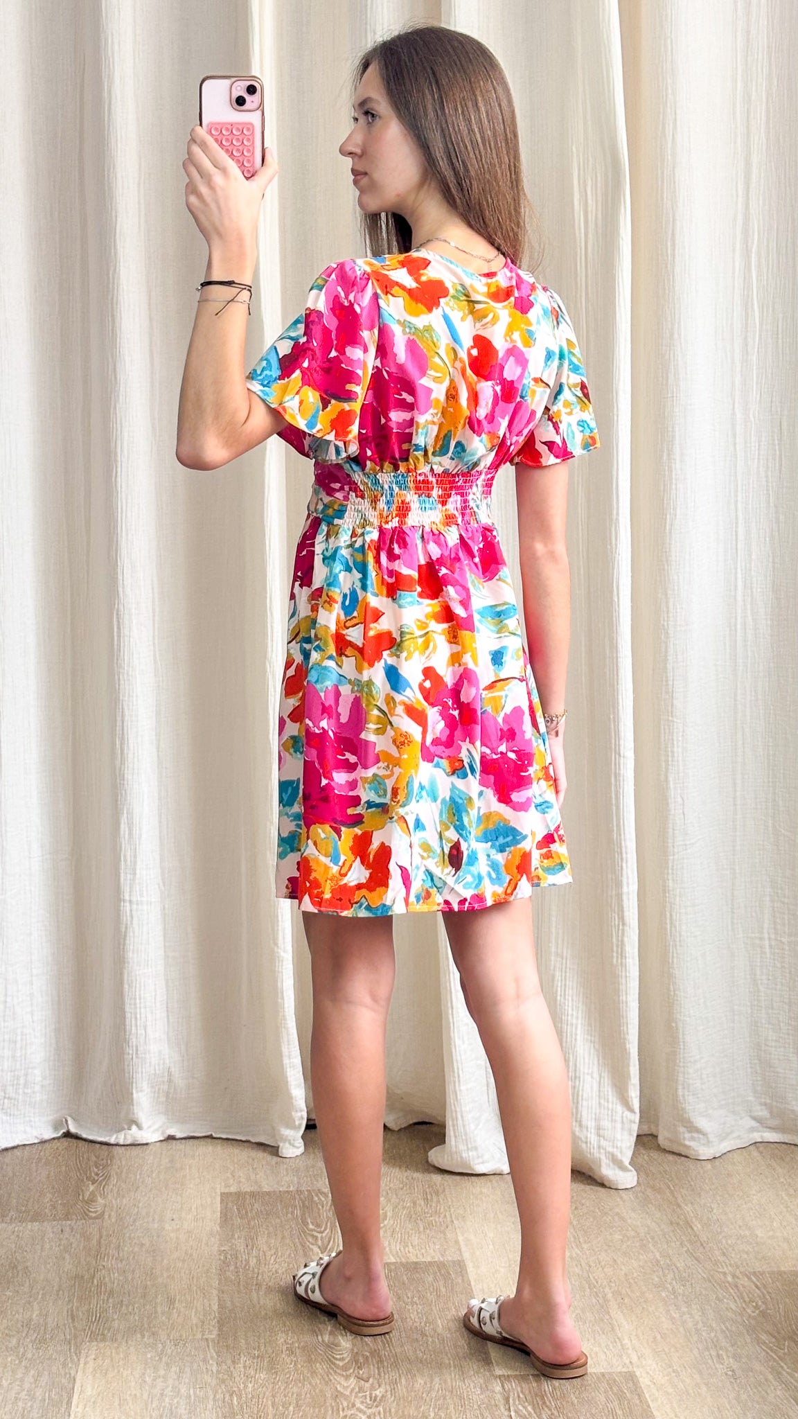Robe Marius – Robe courte fluide imprimé floral coloré