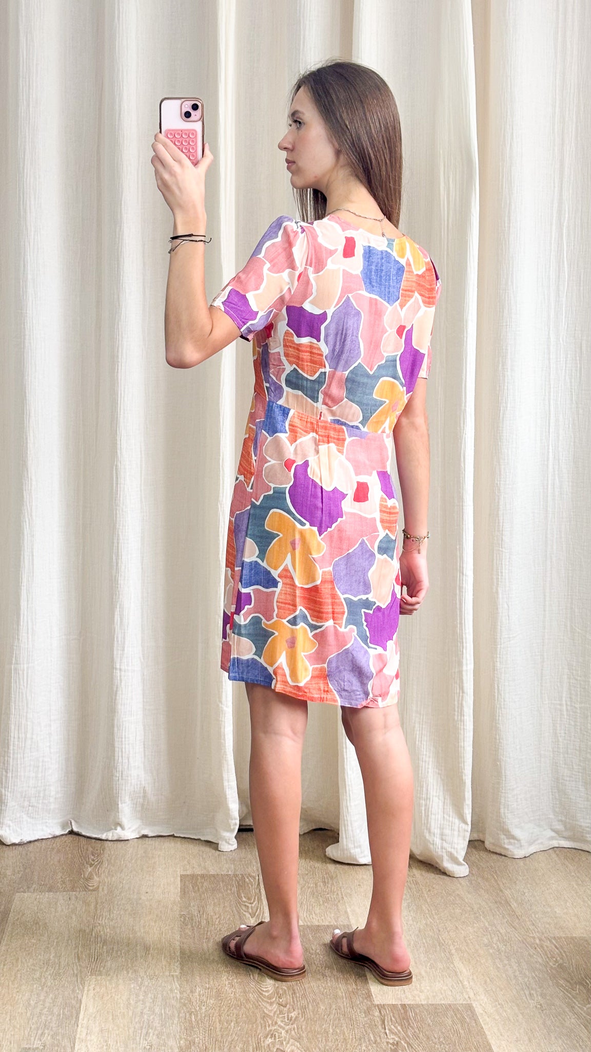 Robe Alizée – Robe courte imprimé multicolore fluide