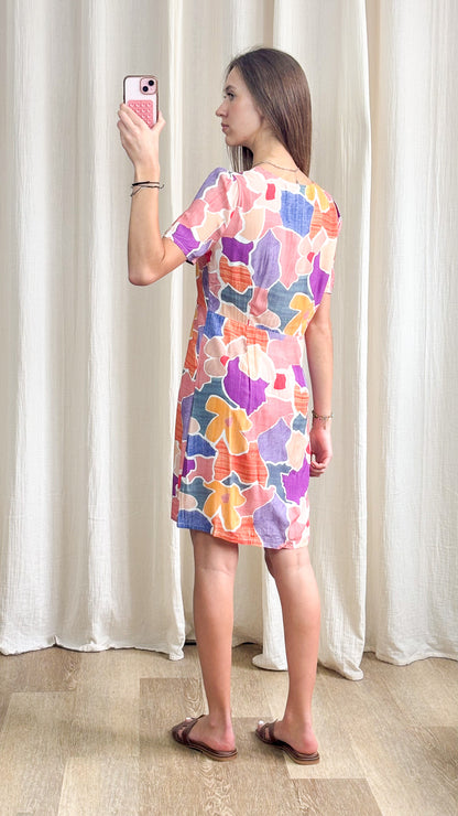 Robe Alizée – Robe courte imprimé multicolore fluide