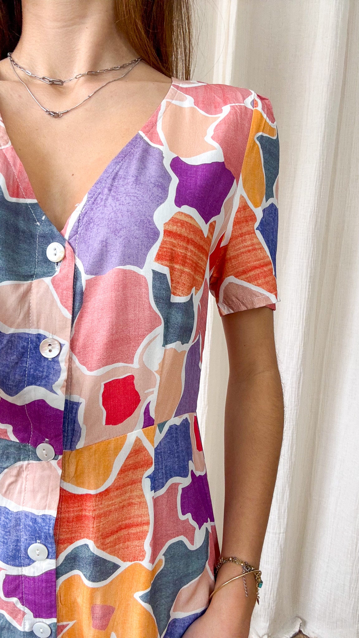 Robe Alizée – Robe courte imprimé multicolore fluide