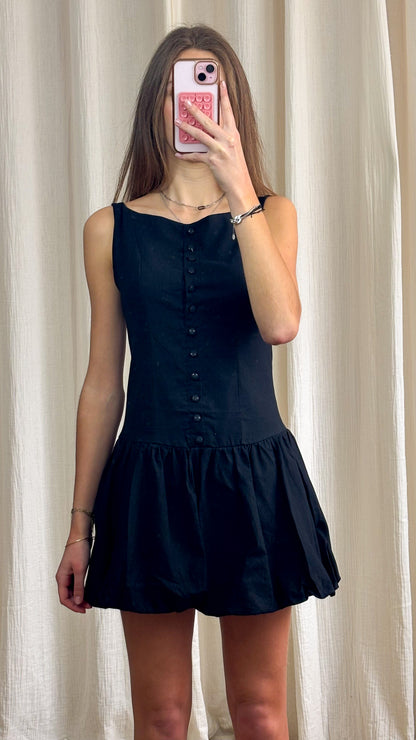 Robe Elina – Robe courte noire à effet corset et jupe ballon