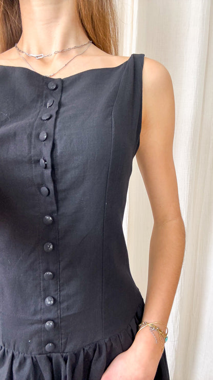 Robe Elina – Robe courte noire à effet corset et jupe ballon