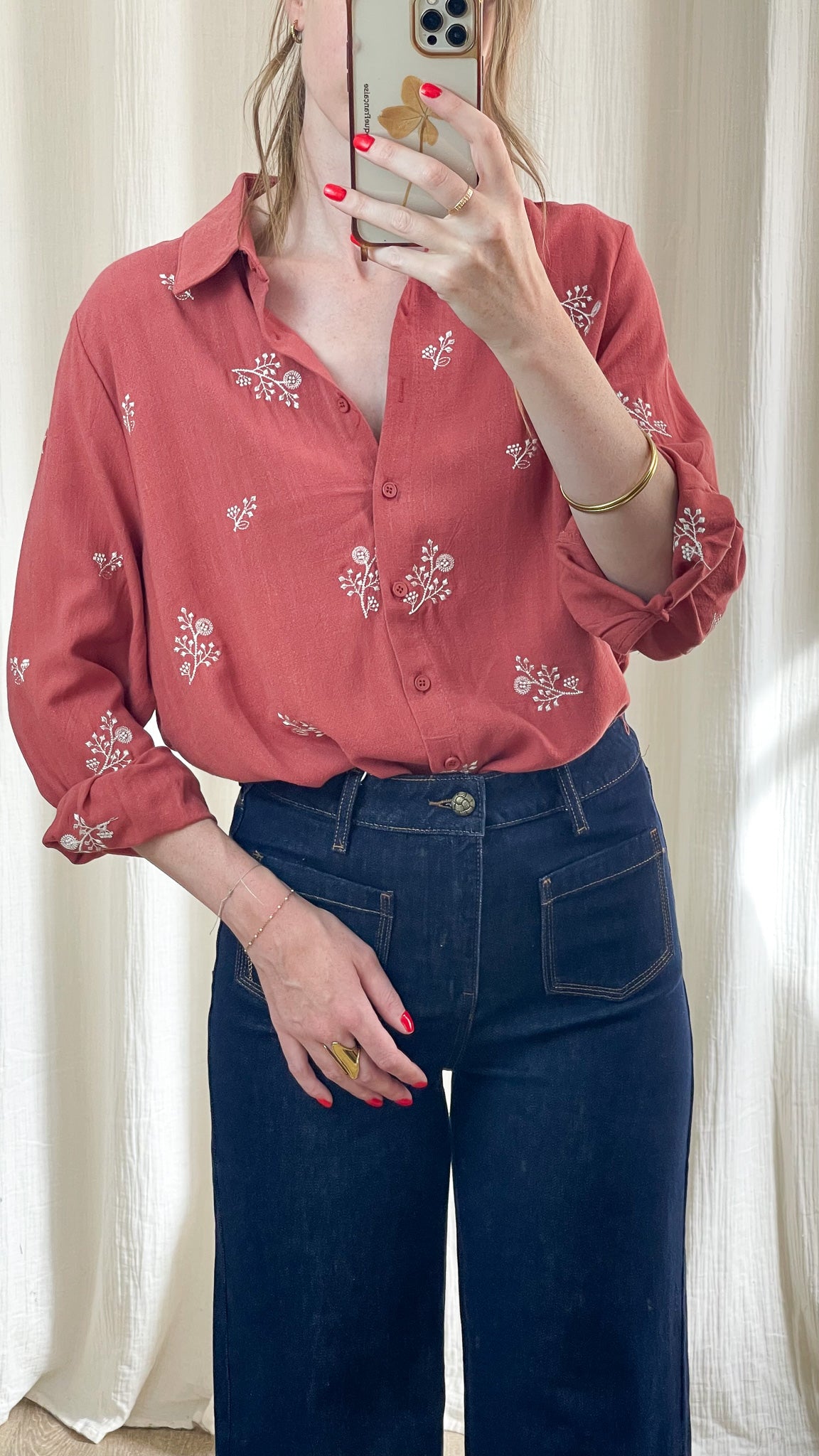 Chemise Maria - Chemise fluide avec broderie fleurs