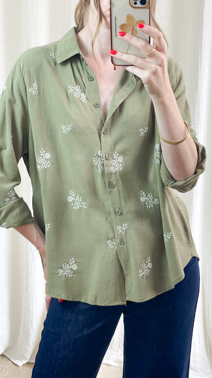 Chemise Maria - Chemise fluide avec broderie fleurs