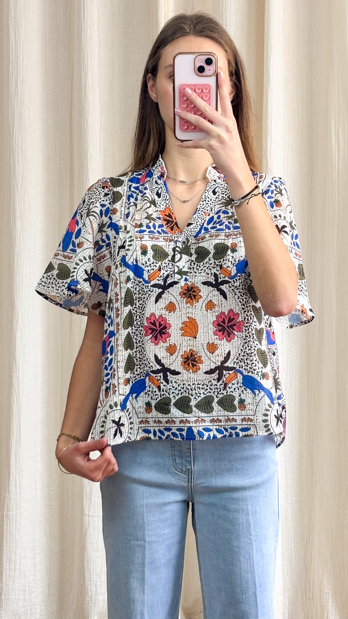 Blouse Rebecca – Blouse fluide imprimé bohème multicolore