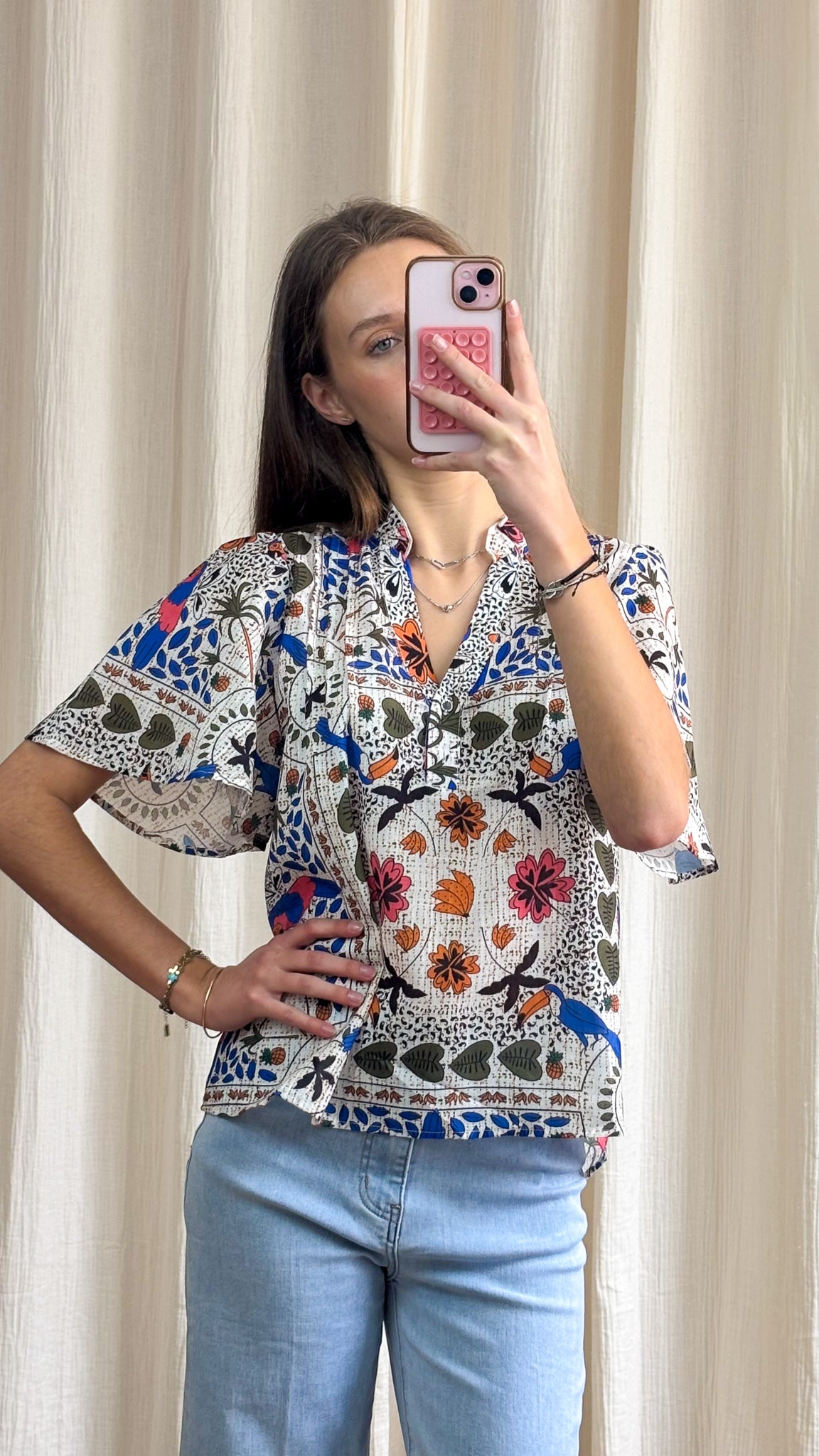 Blouse Rebecca – Blouse fluide imprimé bohème multicolore