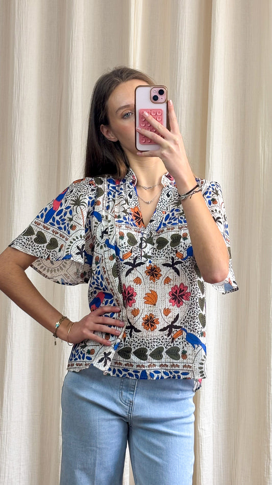 Blouse Rebecca – Blouse fluide imprimé bohème multicolore