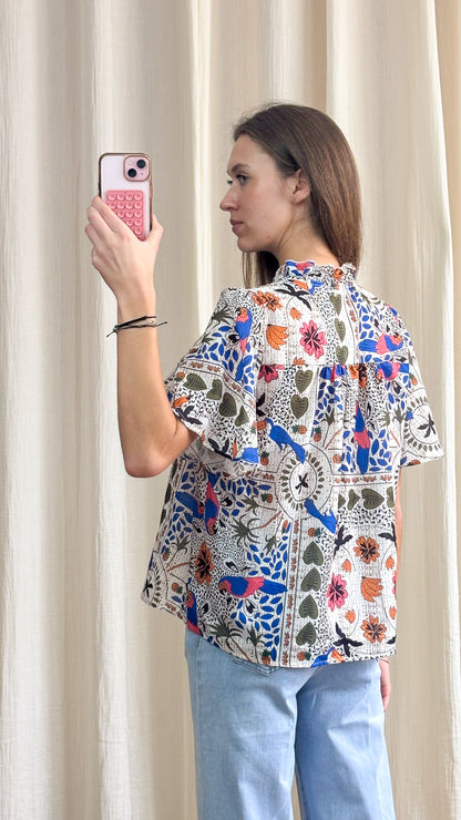 Blouse Rebecca – Blouse fluide imprimé bohème multicolore