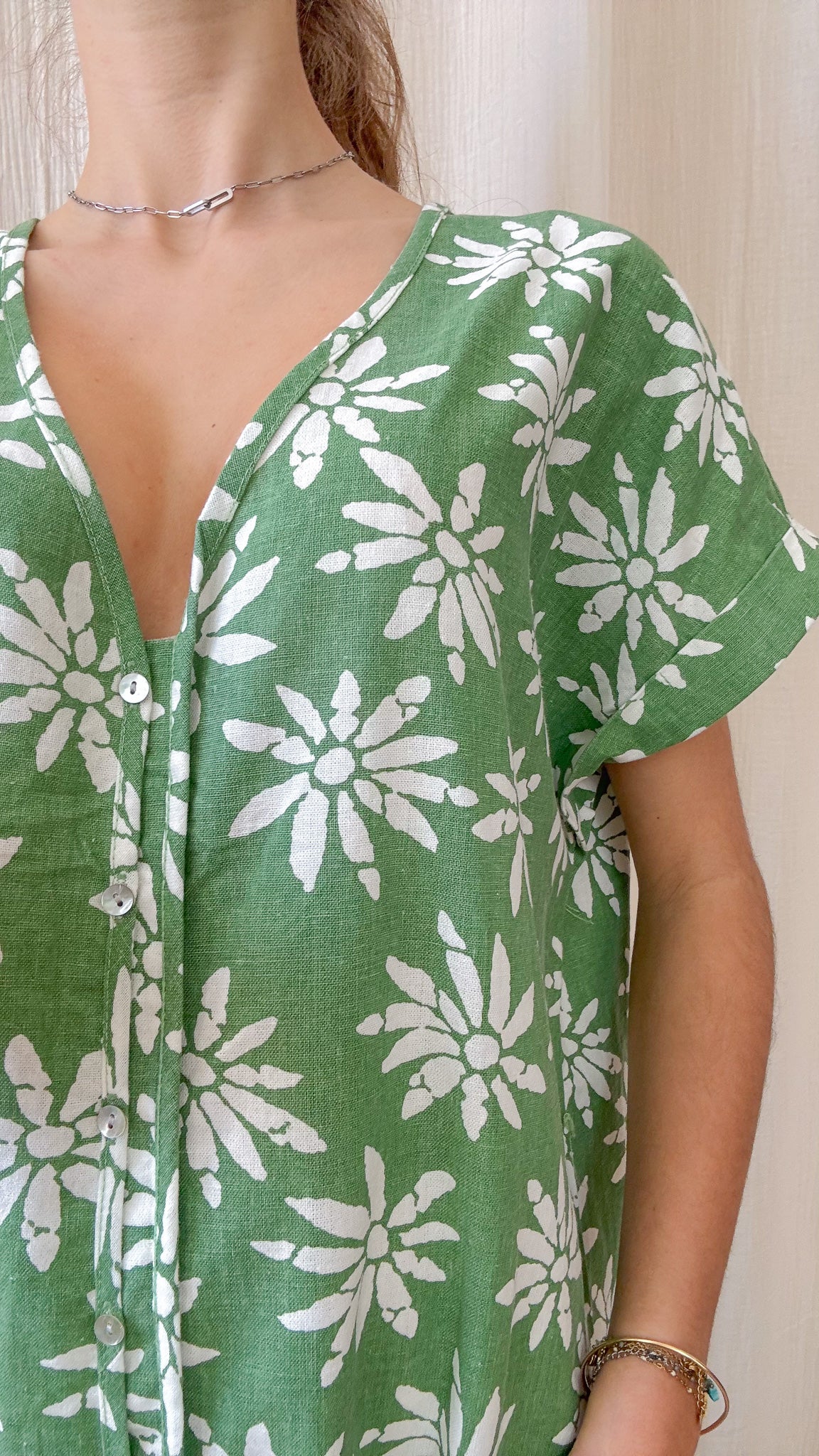 Robe Azalée – Robe longue fluide imprimé floral vert