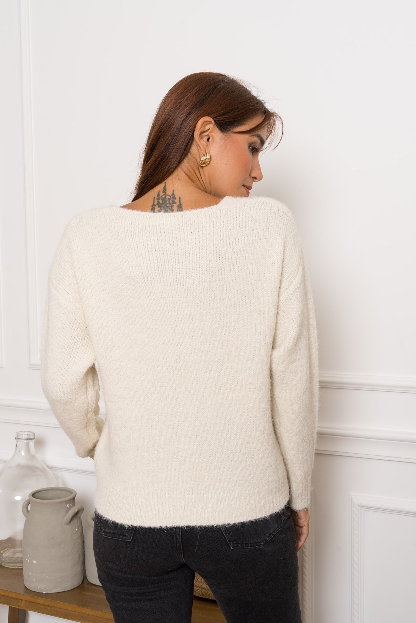 Pull Esme – Pull col V brodé sequins