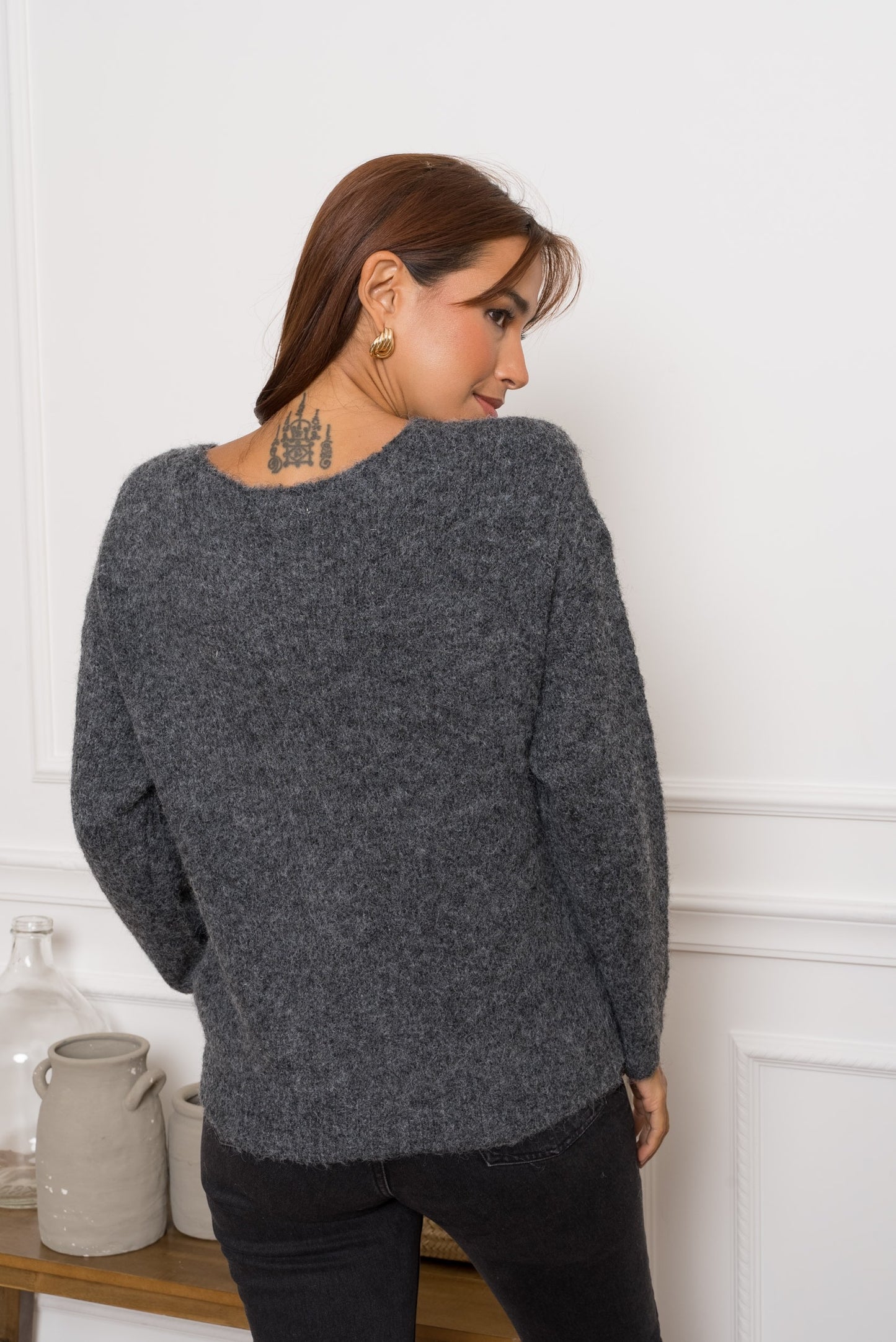 Pull Esme – Pull col V brodé sequins