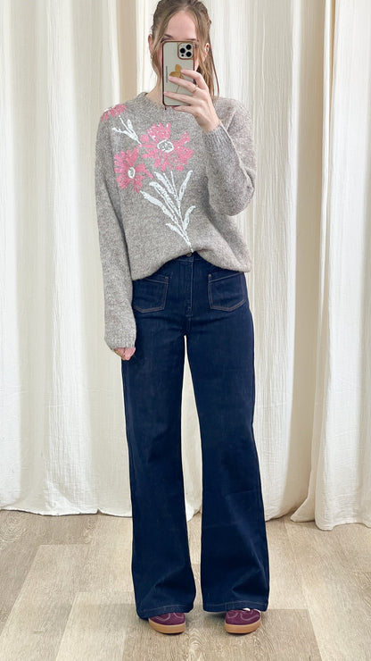 Pull Lia – Pull doux à fleurs brodées de sequins