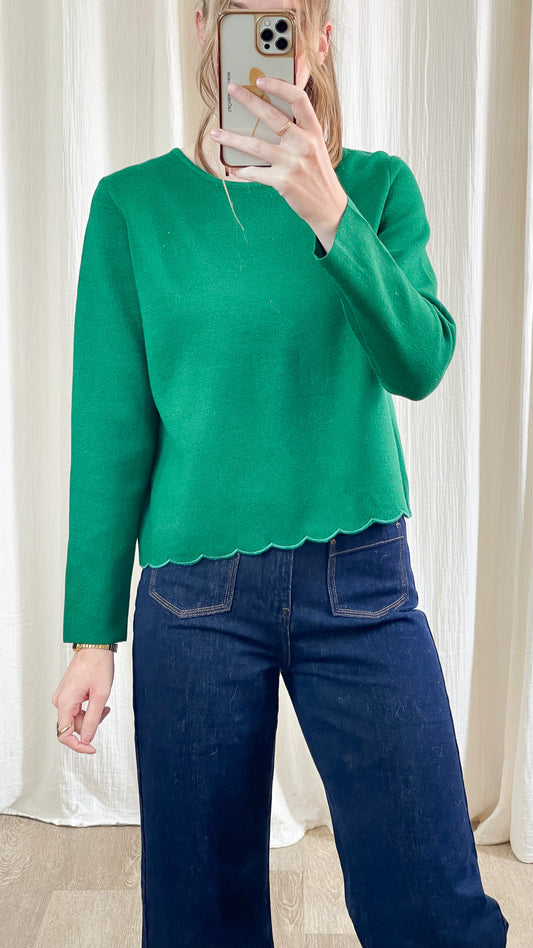 Pull Alexane – Pull vert détail vague