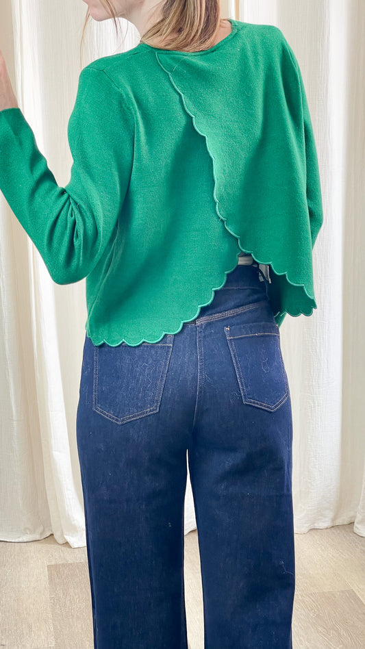 Pull Alexane – Pull vert détail vague