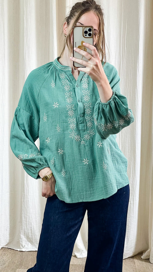 Blouse Zélie - Blouse brodée bohème