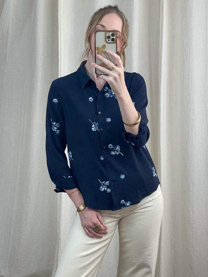 Chemise Janice - Blouse brodée fleurs manches longues