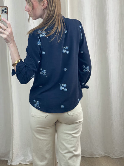 Chemise Janice - Blouse brodée fleurs manches longues