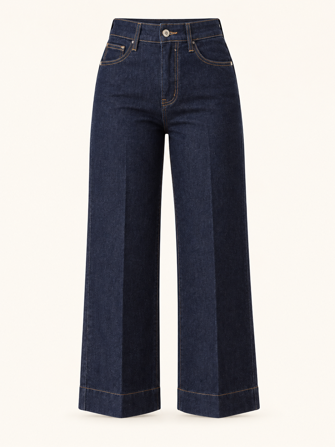 Jean wide leg taille haute bleu brut femme coupe évasée style vintage denim foncé