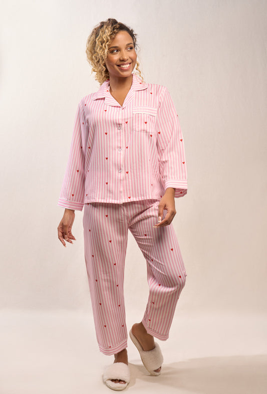 Pyjama à cœurs et rayures